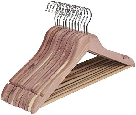 Solid Red Cedar Wood Hangers 12 Pack with Swivel Hook