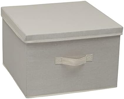Square Storage Box with Lid with Breathable Poly‑Cotton Canvas and Re…