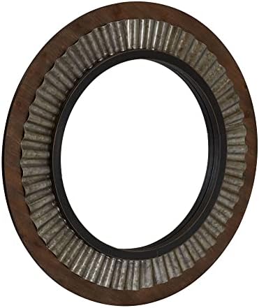 Sunburst Solid Wood & Metal Mirror, Brown