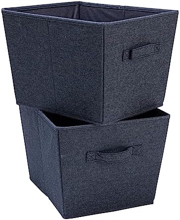 Tapered Fabric Hard-Sided Storage Bins with Cloth Handles, Set of 2, …
