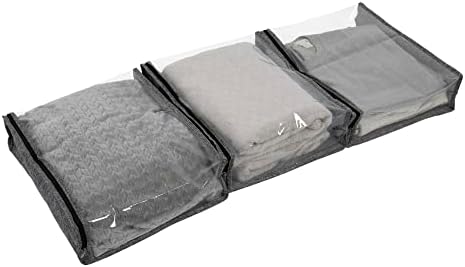 Under Bed Zippered Sweater Storage Bags with Clear Vision Panel, Set …