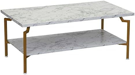 White Marble & Gold Iron Crown Coffee Table