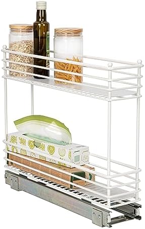 White Steel Artisan Organizer with Plastic Liners, 2-Tier Pull-Out