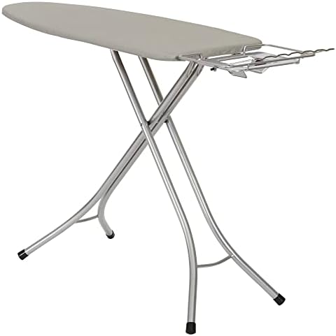 Wide Top Ironing Board with 4‑Leg Steel Frame, Fixed Iron Rest, Silic…