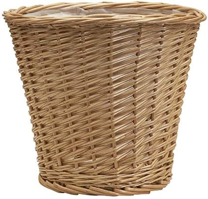 Willow Wicker Waste Basket, Medium, Handwoven with Built-in Plastic L…