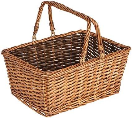 Woven Market Basket, Handwoven Willow Weave, Stylish Handles with Dur…