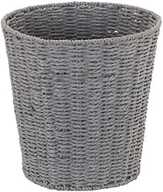 Woven Waste Basket, Gray Paper Rope Waste Bin for Bathroom, Bedroom, …