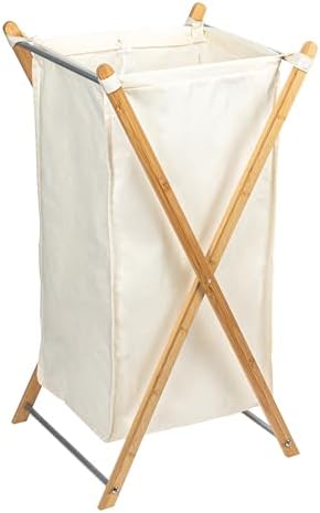 X-Frame Bamboo Hamper, Washable Natural Liner and Bamboo Frame, and R…