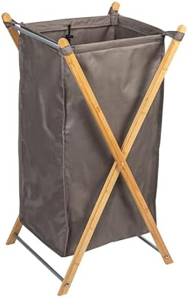X-Frame Bamboo Laundry, Collapsible Wood Frame with Washable Poly-Cot…